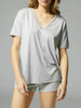 Brume Short Sleeve Night Top - Mineral Grey